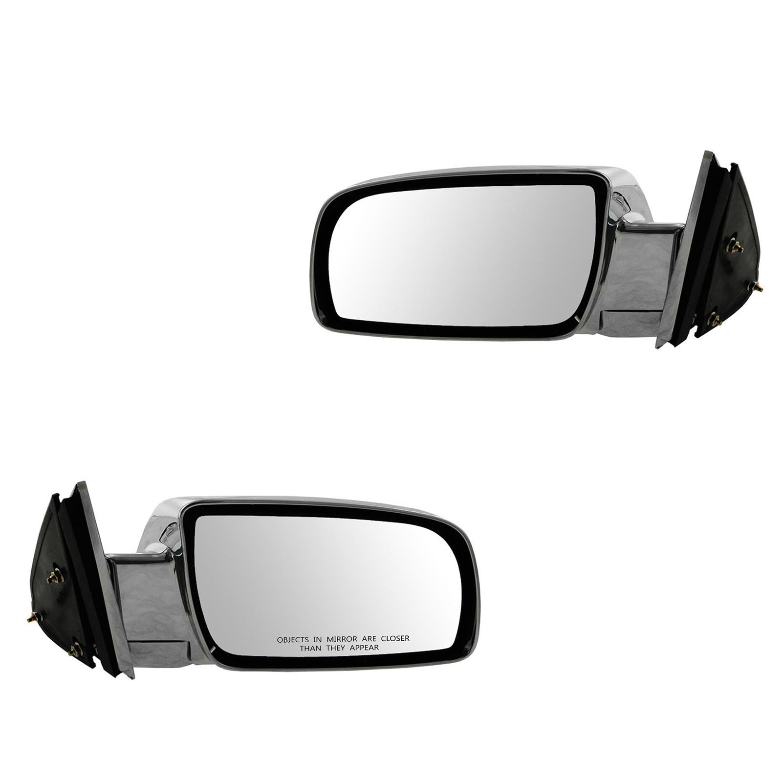 TRQ 2 Piece Driver and Passenger Side Mirror Assembly Set Manual Adjustment Non-Heated No Memory Chrome Compatible with 1988-1999 Chevrolet GMC C/K1500 1988-2000 C/K2500 C/K3500 1992-1999 Suburban