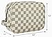 Rita Messi Luxury Checkered Make Up Bag Leather Cosmetic Toiletry Travel Bag (Tiffany)