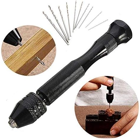 Hand Drill bits,10 Pieces Twist Drill Bits Precision Pin Vise Woodworking Hand Drill for Model Resin Jewelry Walnut Amber Beeswax Olive Nut