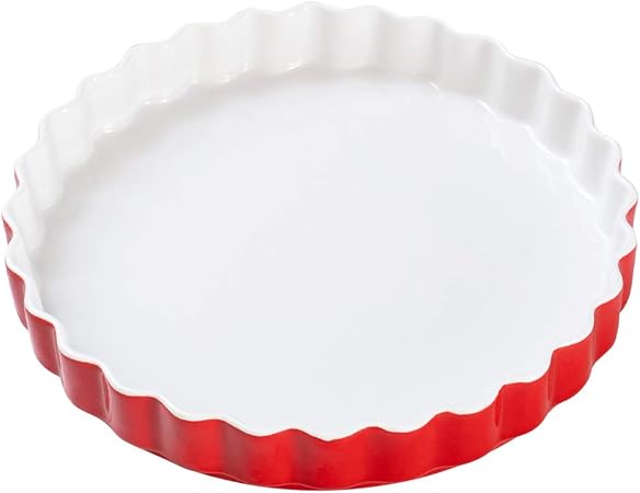 Huafa Round Ceramic Pie Dish Fluted Flan Dish Quiche Pan Lasagne Dish 28cm 1 35l Red Amazon Co Uk Kitchen Home