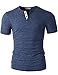 H2H Mens Casual Fashion Slim Fit Basic Cotton Henley T-shirt