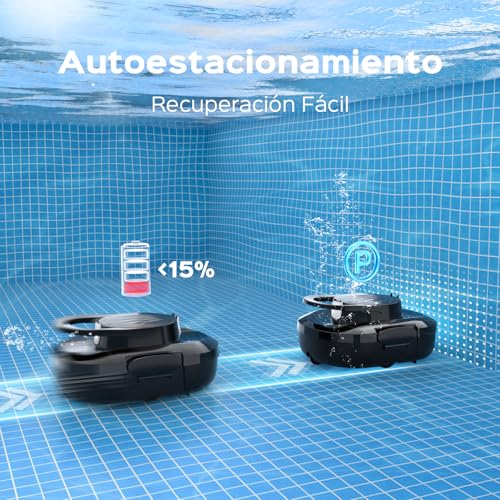 S1PRO (2026 Upgrade) Robot de Piscina, 120 Min de Autonomía Robot Limpiafondos Piscina Sin Cable con Doble Motor, Autoaparcable, para Piscinas de Fondo Plano 95m², Blanco Negro