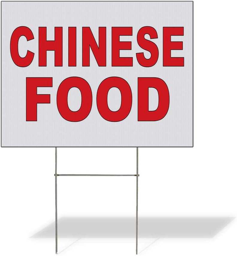Fastasticdeals Weatherproof Yard Sign Chinese Food Red Bar Restaurant Truck Lawn Garden 24x18 Inches 1 Side Print