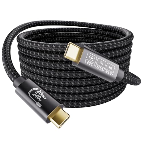 EUDOBEL USB C Kabel, 5 m, 3.2 Video 4 K @ 144 Hz 5 K @ 60 Hz, PD 3.1 240 W, Datenübertragung 20 Gbps für Thunderbolt 4/3, iPhone 16/15, Switch, MacBoo