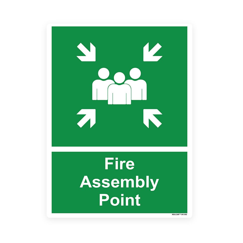 RDLCAR Fire Assembly Point Sign 1mm Rigid Plastic Pack of 1 Durable Assembly Point Sign Weatherproof Fire Safety Signs 300mm x 400mm Outdoor Safety Compliance โ image 1