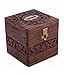 IndiaBigShop Beautiful Indian Handmade Wooden Money Bank in Square Shape Carving Work with 4 Inch Money Slot