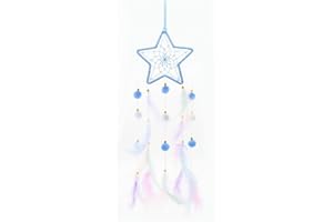 AfitLulu Dream Catcher Moon and Star Wall Hanging Room Decor Dreamcatcher, Handmade Colorful Feathers Dream Catchers Bedroom 