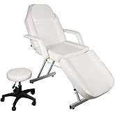 Multipurpose 3-Section Spa Massage Table with Hydraulic Stool, 73-inch Adjustable Tattoo Chair Esthetician Lash Bed with Removable Headrest, Salon Chair Facial Bed for Beauty Barber Massage Equipment