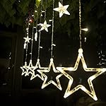 String Lights curtain,12 Stars 138 Leds String Curtain Lights,3M Hanging Lighting Outdoor Waterproof Linkable Window Lights Decoration For Wedding,Christmas,Holiday,Party,Home(Warm White)