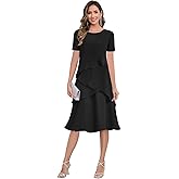 Trifetcrow Tea Length Mother of The Bride Dresses for Women Chiffon Ruffle Formal Dress for Wedding