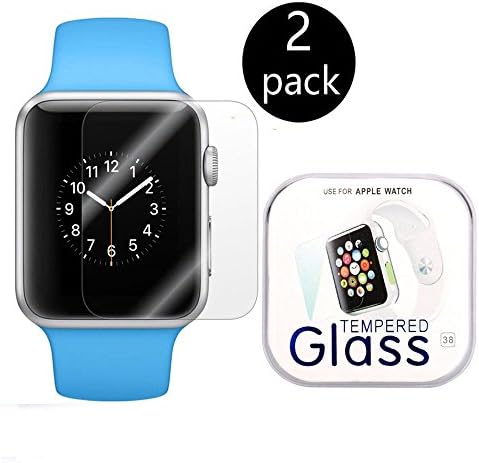 [2-Pack] Apple Watch 38mm Smart Watch Screen Protector, Skypat[Tempered Glass] 9H Hardness, Anti-Scratch, Bubble Free