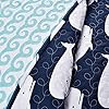 Lush Decor Whale Kids Reversible 4 Piece Quilt Bedding Set with Sham and Decorative Throw Pillows, Twin, Navy