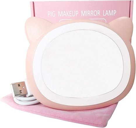 Amazon Com Fumat Makeup Mini Mirror Lamp Pink Pig Shape Portable Led Vanity Mirror With Light Compact Mirror For Girls Home Improvement