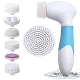 Angel Kiss Waterproof Facial Deep Cleansing Brush Body and Face Scrubber Skin Microdermabrasion Exfoliator and Massager System Kit with 7 Brush Heads - Blue
