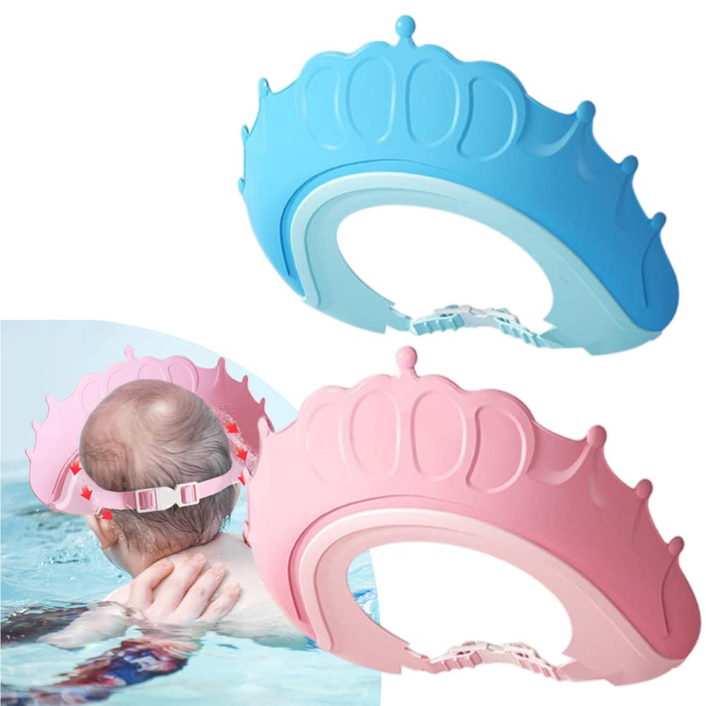 JINHENB 2Pcs Christmas Baby Bathing Cap,Adjustable Kids Shower Cap Shampoo Shower Protection Safety Visor Shield HatBathing Protection Cap for Toddler,Baby,Kids (Cartoon) (Style 3)