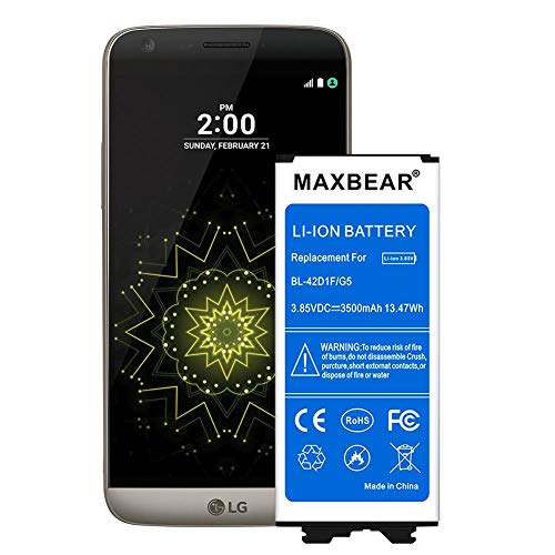 MAXBEAR G5 Battery,3500mAh Replacement Li-ion Battery for LG G5 BL-42D1F H830 (T- Mobile),H820 (at&T),VS987 (Verizon),LS992 (Sprint),US992 (US Cellular) | G5 Spare Battery