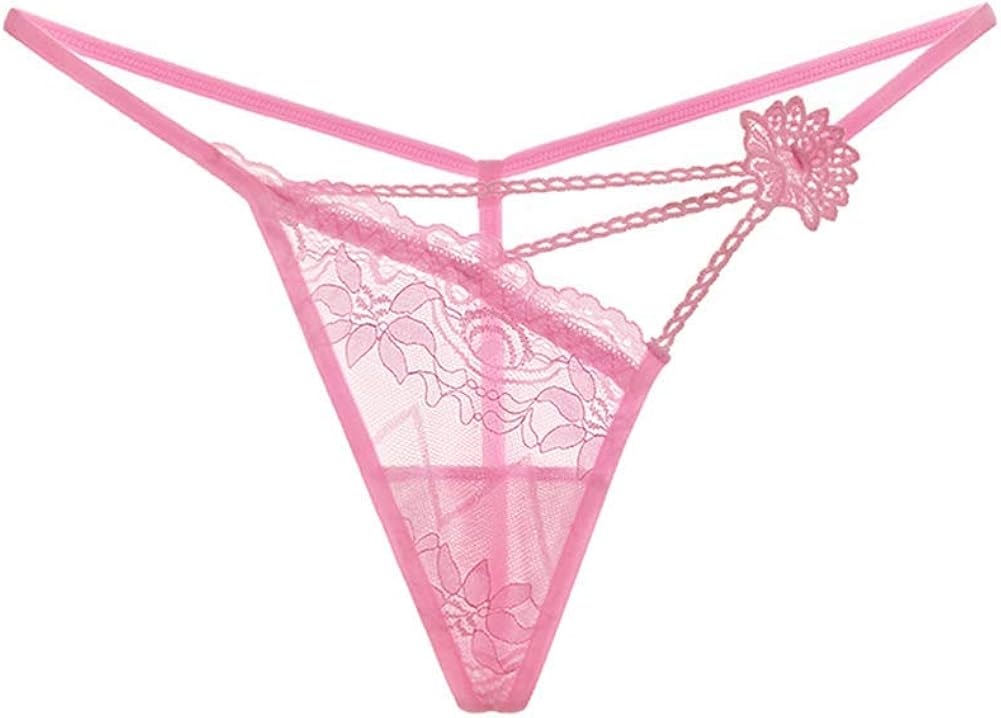 Ogquaton Solid Color Irregular SeeThrough Lace GString Thongs Women