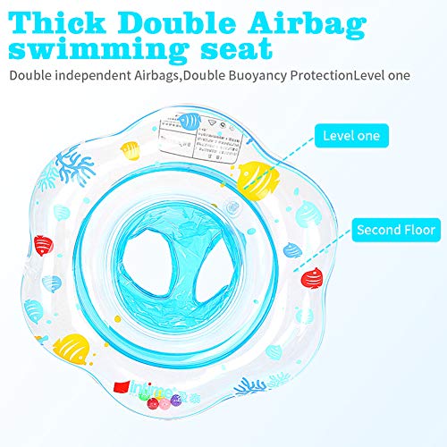 Swimming Pool Floats Baby Swimming Float with Double Airbag Inflatable Baby Swimming Ring with Float Seat for 6 Months-3 Years Children Pool Bathtub Outdoor Swimming Pool Toys (Blue)
