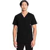 Cherokee Infinity Mens V-Neck Scrub Top Modern Fit, 3 Pockets, Rib-Knit Back Panels, Moisture-Wicking 360° Stretch – CK900A