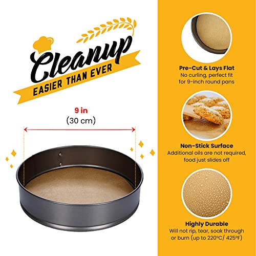 [220 Liners] Heavy Duty 9 Inch Parchment Rounds Paper Baking Sheets