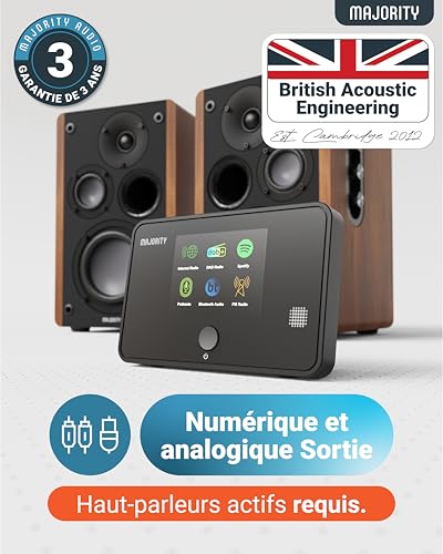WiFi Internet Radio Tuner | Dab Plus Radio Adapter | Spotify Connect and Podcasts | Bluetooth 5.2 Dab Tuner for HiFi System | Color Display, Remote Control Included | MAJORITY Robinson