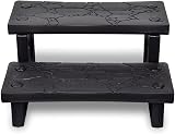 vidaXL Black Spa Steps for Hot Tub - Non-Skid, Reversible Treads, 70x65x34cm view 5