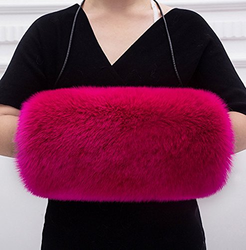 Fenghuavip Winter Bridal Faux Fur Muff Handmade with Straps (Red)
