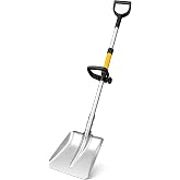 OUSHASAA 49.2" Metal Snow Shovel for Driveway, Sidewalk &amp; Car, Dual Handles | 9.8 x 10.5 in Aluminum Blade, 2.5 mm Thick with Reinforced Center Rib, Detachable Shaft for Compact Trunk Storage