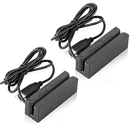 2xhome - Set of 2 - POSMATE - USB Mini Credit Card 3 Track Hi Lo Co Magnetic Reader Swiper POS System Cashier Registry