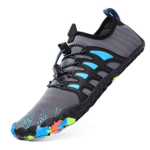 Womens Mens Kids Water Shoes Quick-Dry Aqua Socks Barefoot Shoes for Swim Surf Grey C 10 M US Women/9 M US Men