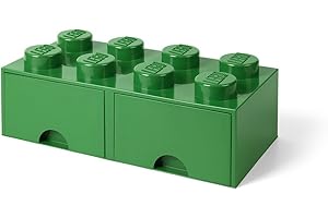 Room Copenhagen LEGO Brick Drawer, 8 Knobs, 2 Drawers, Stackable Storage Box, Dark Green