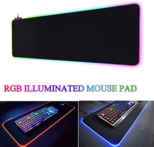 Gaming Mouse Pad,RGB Mouse Pad Extend Large Gaming Keyboard Mat USB Gaming Desk Mat with Led Lighting Non-Slip Rubber Base for Gamer Alien LOL Game Computer Keyboard 3513inch