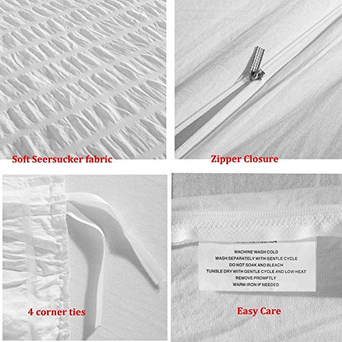 image for DuShow California King Duvet Cover White Set with Zipper Closure 3 Pie