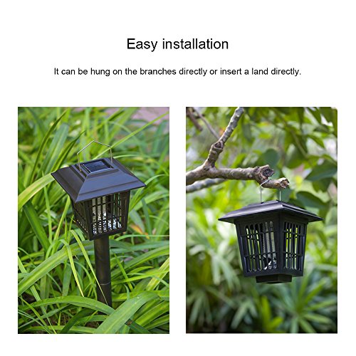 YIER SolarPowered Outdoor Insect Killer/Bug Zapper/Mosquito Killer Hang or Stick in The Ground