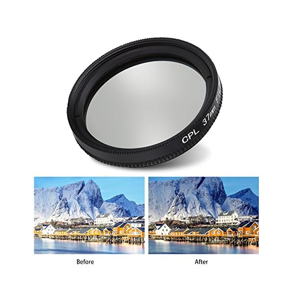 Mugast 37mm Circular Polarizer Objektivfilter, CPL Filter Objektiv mit Adapterring Schutzkappe Geeignet für Xiaomi Yi 4k… – Bild 5