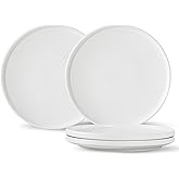 Ruxmirae Stoneware Salad Plates Set of 4, 8 Inch Plates for Dessert, Ceramic Plates Sets, Microwave Safe, Dishwasher Safe, Versatile for All Seasons, Matte White
