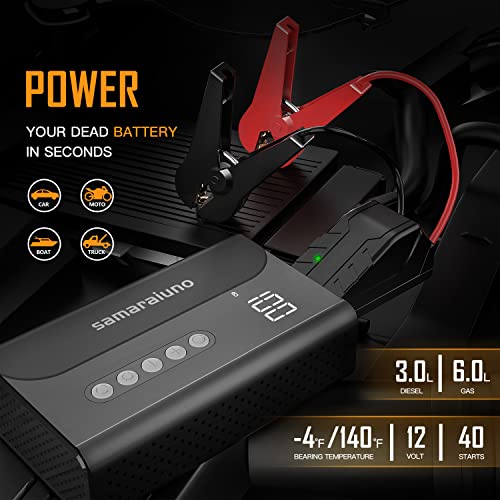 Car Jump Starter with Air Compressor, 1000A 10400mAh Lithium Portable