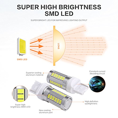 image for Auxbeam Extremely Bright T20 7440 W21W LED Bulbs 5730 Chipsets 33SMD l