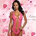 Avidlove Women One Piece Lingerie Sexy Lace Bodysuit Deep V Teddy Babydoll Nightgown Rose Red Medium