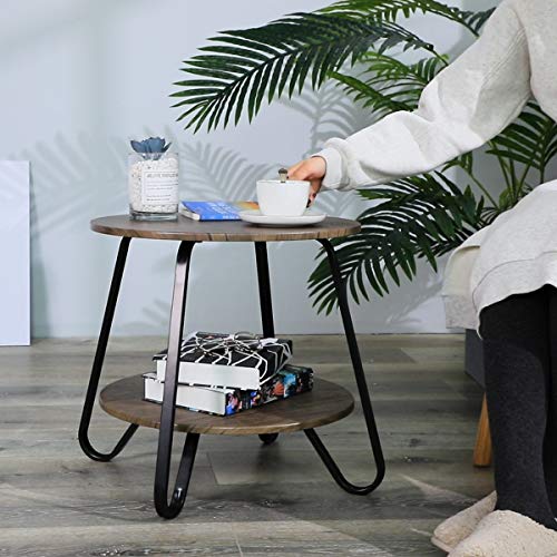 image for Coavas Vintage 2 Tiers Living Room End-Table Modern Industrial Nightst