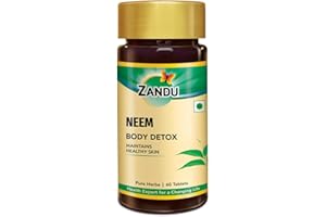 Zandu Indica (Neem) Tablets with Pure Neem Extract | Herbal Body Detox Supplement for Healthy Skin | Builds Immunity & Digestive Wellness | Plant-Based Formula | 60 Vegan Tabs