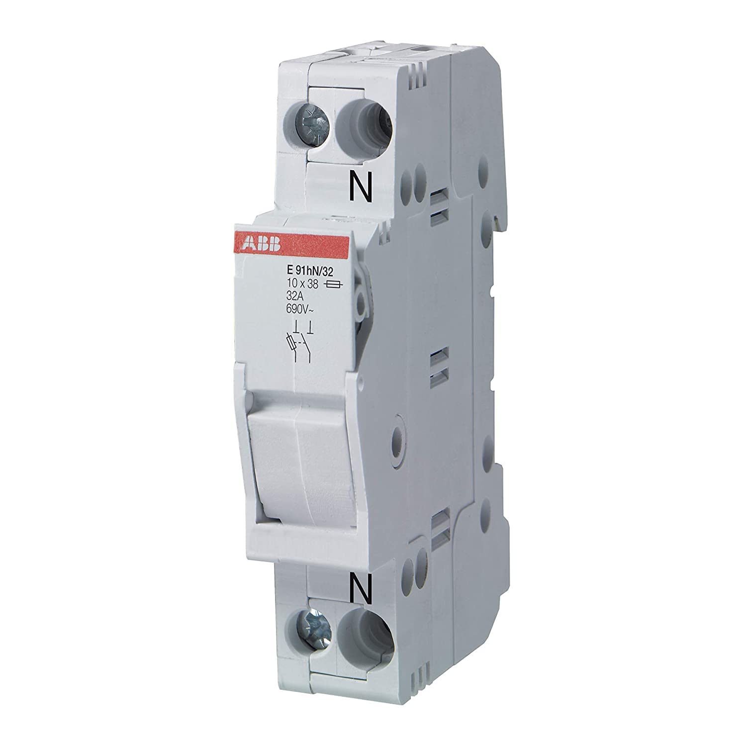 ABB E91N/32 1+N Pole 32 Amp miniature fuse holder (2CSM200893R1801)