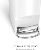 simplehuman 40L Slim Kitchen Pedal Bin with Liner Rim White view 3