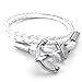 KONOV Mens Womens Leather Bracelet, Braided Anchor Wrap Bangle, White Silver