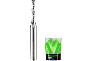 SHARPRO Extra Long Compression CNC Router Bit 1/4 Inch Shank and 1/8 Inch Cutting Dia. 3/4 Inch CL. 2-1/2 Inch OVL. Solid Car