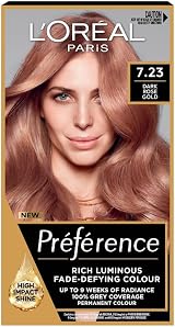 L'Oreal Paris Preference Hair Dye Shade 7.23 Dark Rose Gold Permanent