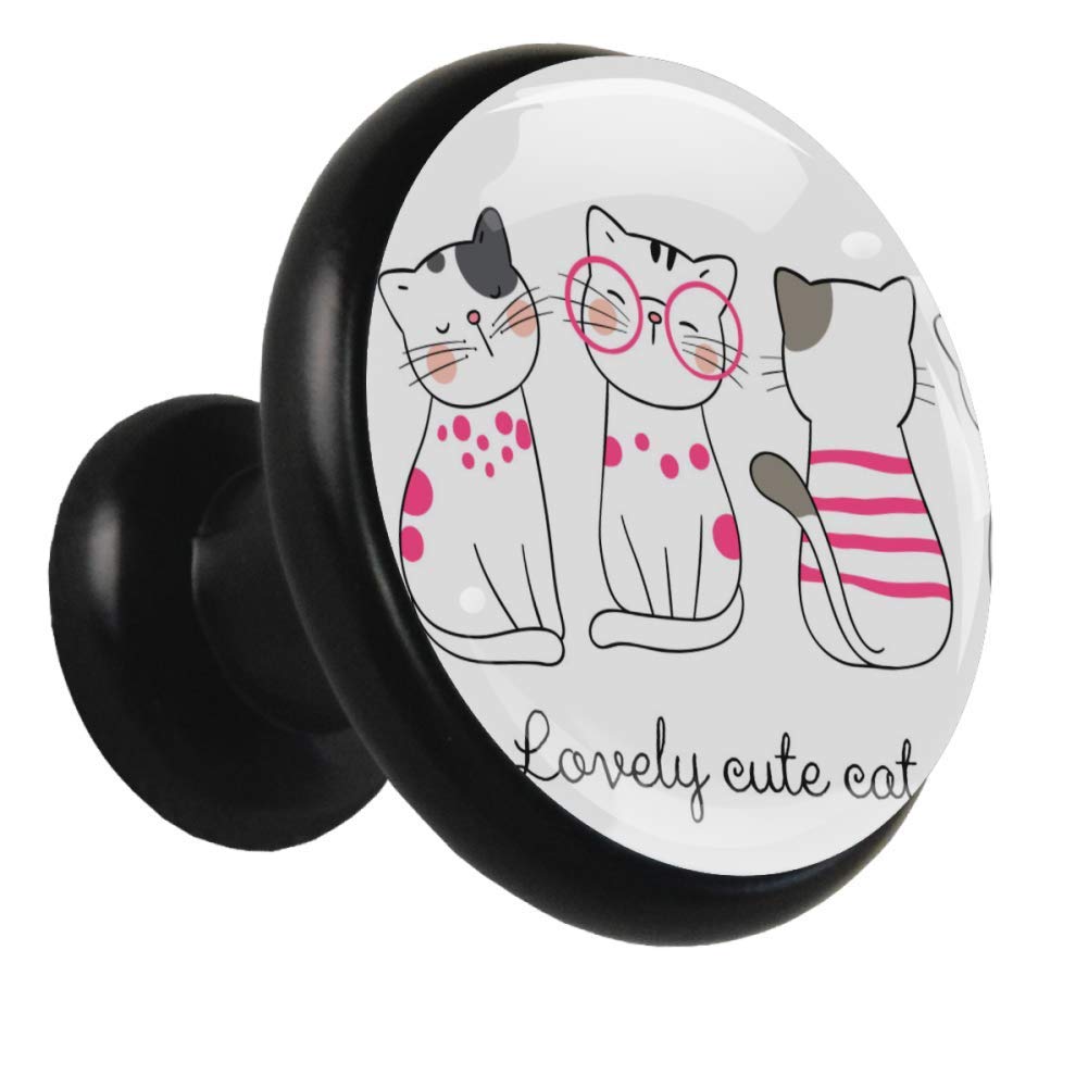 Schrankknöpfe schwarz Einfache Cartoon-Katze Garderobenknöpfe Klare