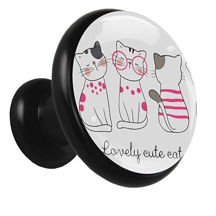 Schrankknöpfe schwarz Einfache Cartoon-Katze Garderobenknöpfe Klare