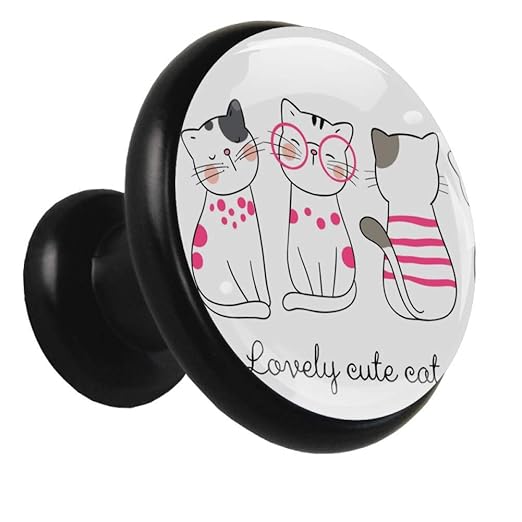 Schrankknöpfe schwarz Einfache Cartoon-Katze Garderobenknöpfe Klare