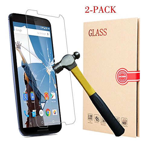 BACAMAÂ® Tempered Glass Screen Protector for Motorola Google Nexus 6 [2-Pack] HD Clear 99% Touch Screen Responsive